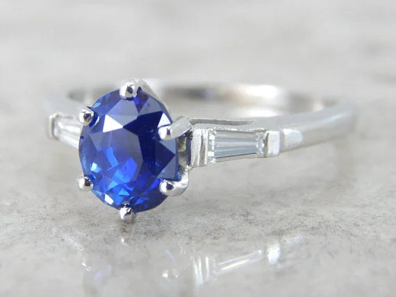 Women’s two-tone engagement ring-Azure Ceylon Sapphire in Gleaming White Gold and Diamond Mounting