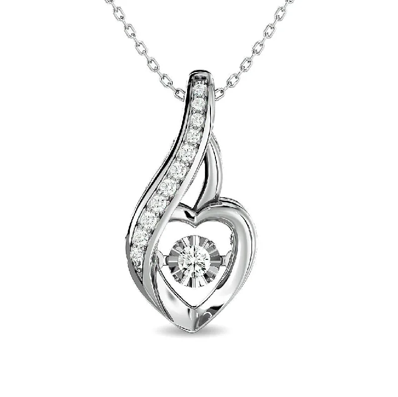 Women’s fine gold necklace-Diamond 1/8 ct tw Heart Pendant  in 10K White Gold