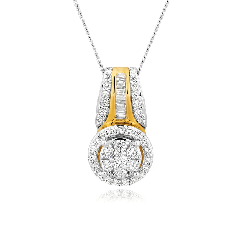 Women’s anniversary necklace-9ct Yellow Gold & White Gold Diamond Pendant With Chain