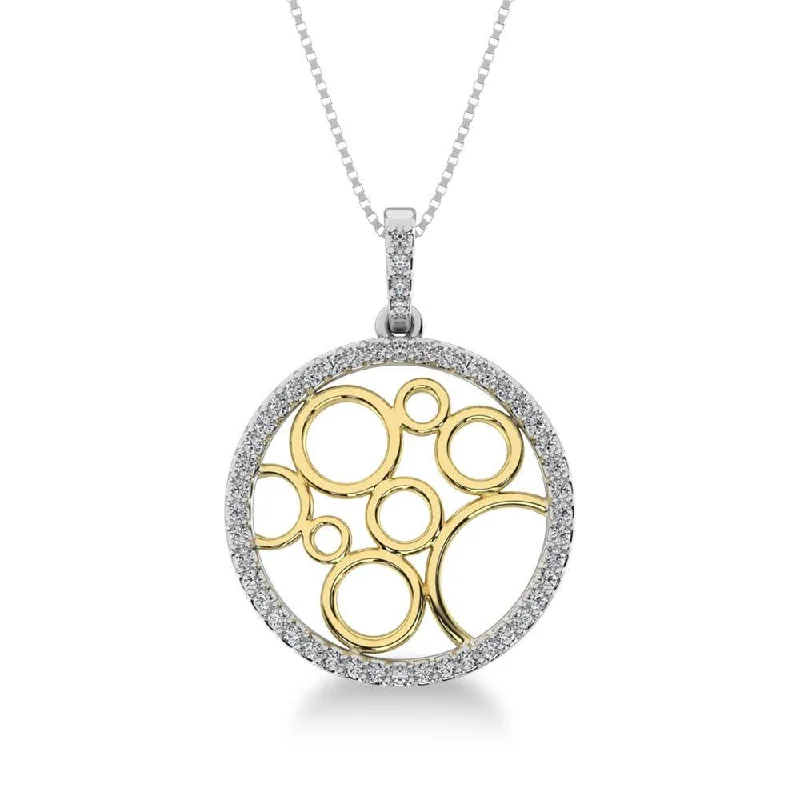 Women’s layered necklace-10K White Gold 1/4 Ct.Tw. Diamond Circle Pendant