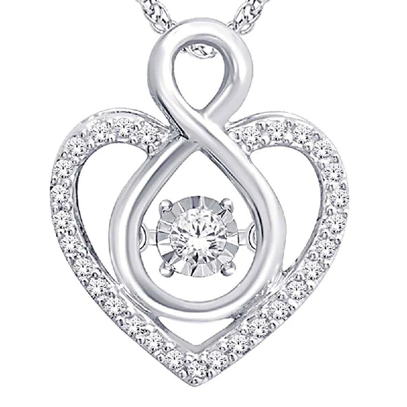 Women’s fine gold necklace-10K White Gold 1/6 Ct.Tw. Moving Diamond Heart Pendant