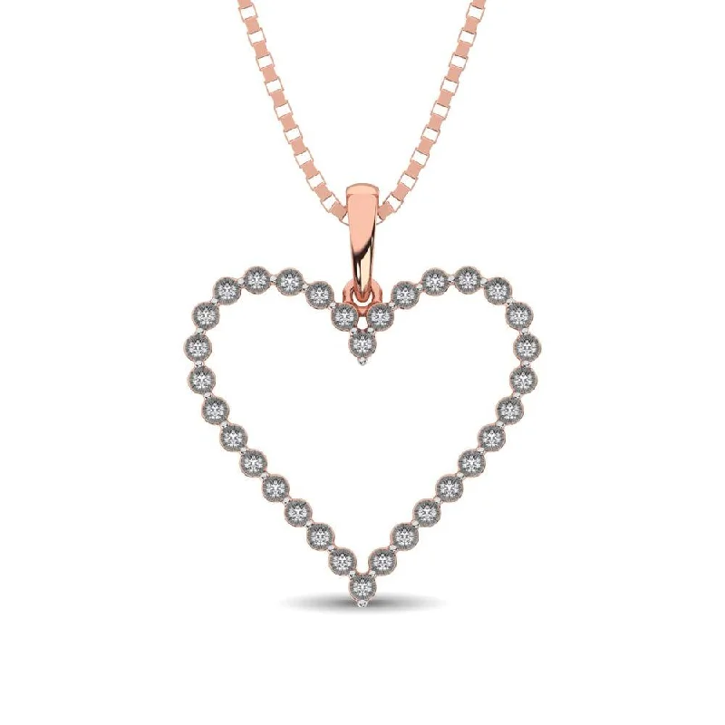 Women’s layered gold necklace-Sterling Silver 1/10 Ct.Tw. Diamond Heart Pendant