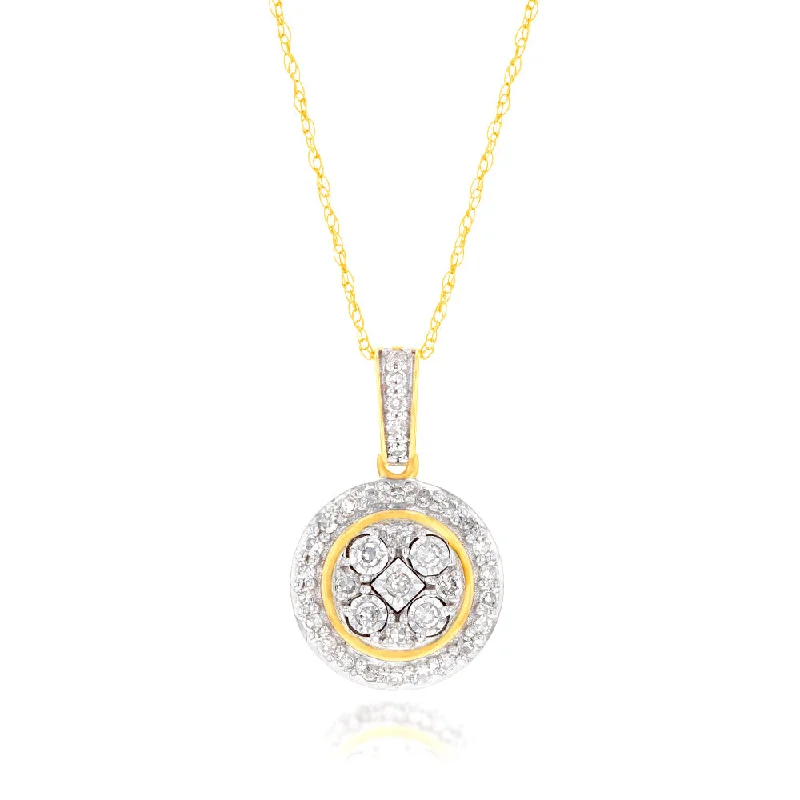 Women’s statement chain necklace-Luminesce Lab Grown Diamond 1/5 Carat Pendant with Chain in 9ct Yellow Gold