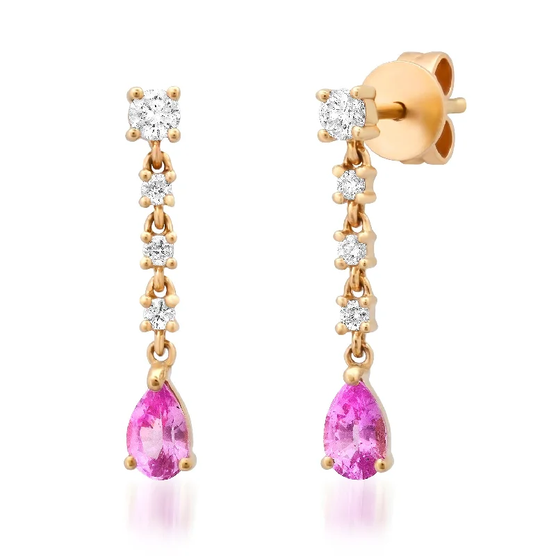 Women’s luxury earrings-Pink Sapphire Drops