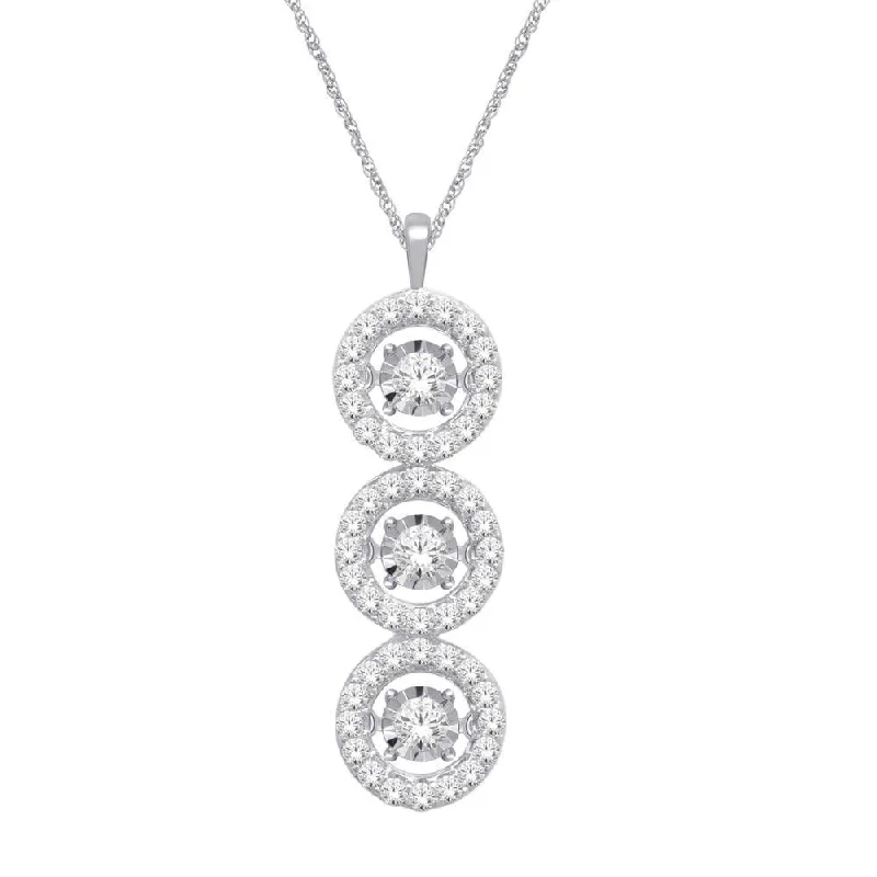 Women’s gold necklace-14K White Gold 5/8 Ct.Tw. Moving Diamond Pendant