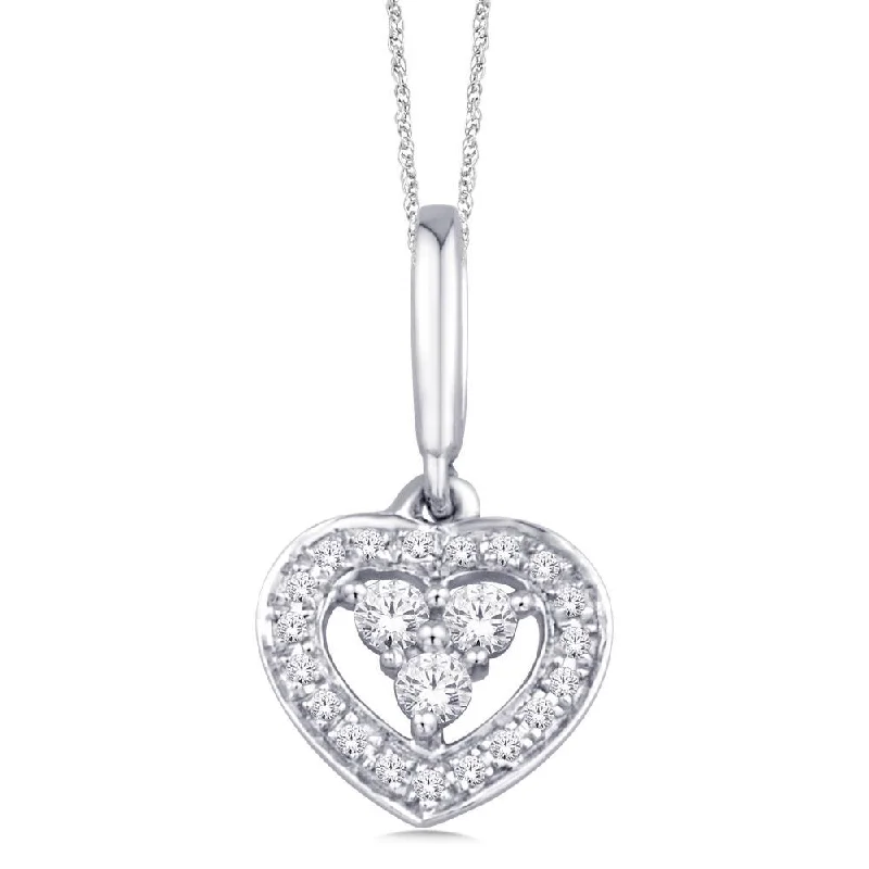 Women’s tennis necklace-10K White Gold 1/20 Ct.Tw. Diamond Heart Pendant