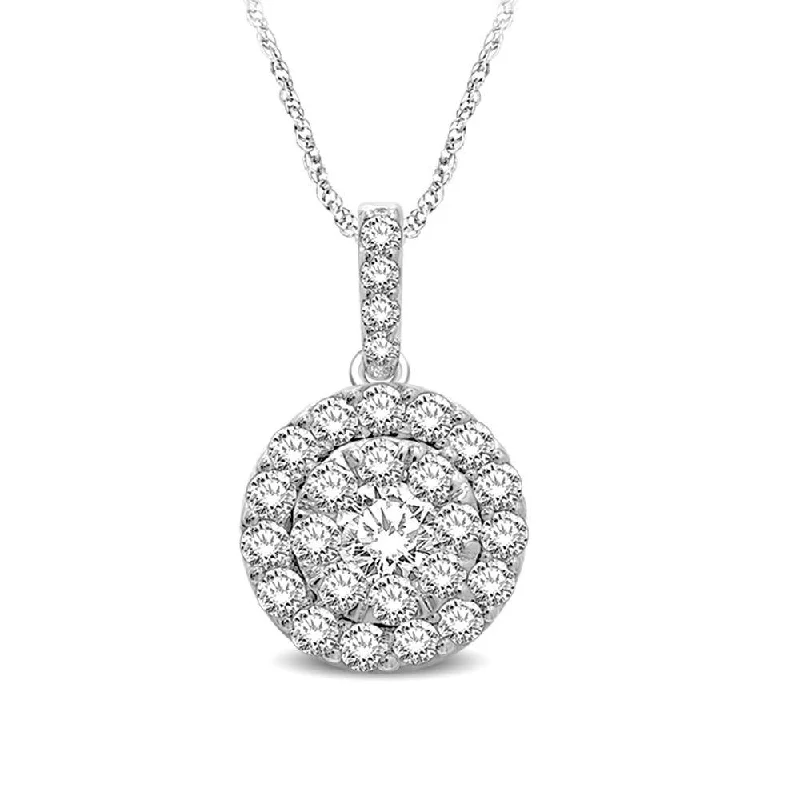 Women’s flower necklace-14K White Gold 1/2 Ctw Invisible Diamond Fashion Pendant