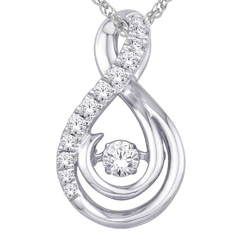 Women’s cubic zirconia necklace-10K White Gold 1/5Ct.Tw.Moving Diamond Fashion Pendant