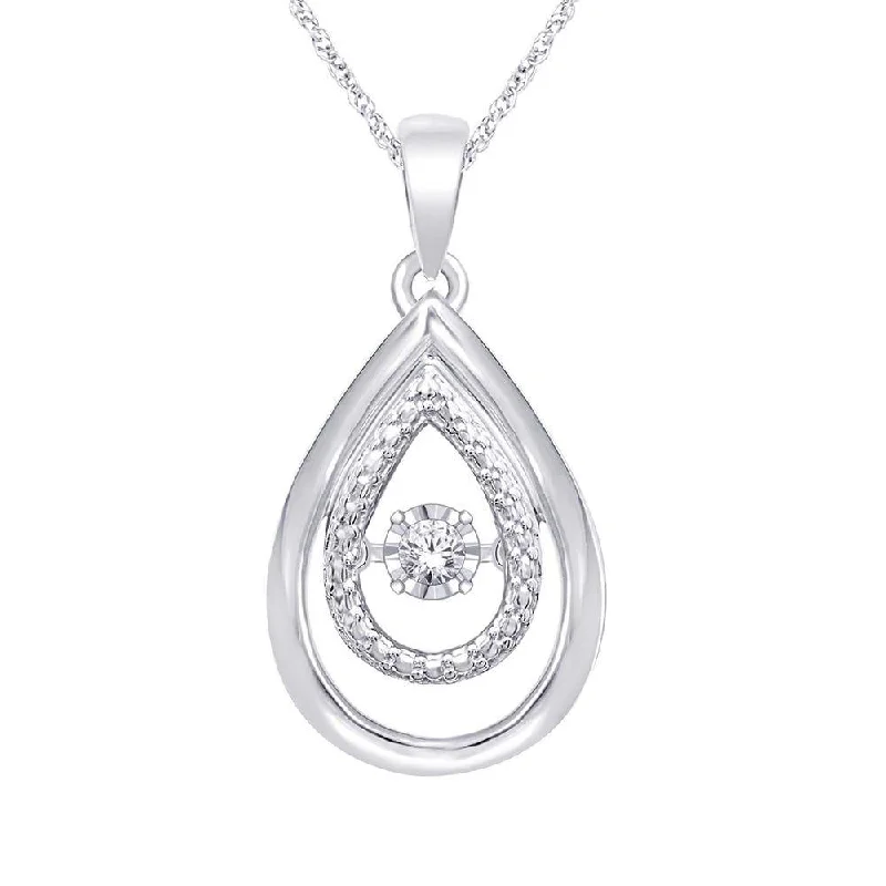 Women’s bold necklace-Sterling Silver Moving Diamond Accent Fashion Pendant