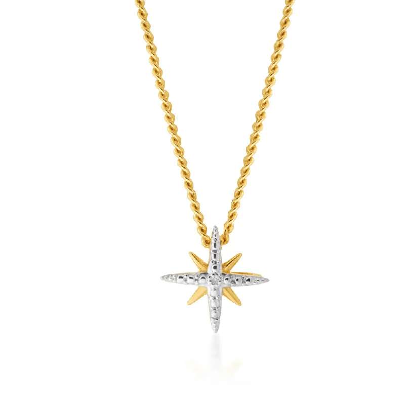 Women’s infinity pendant necklace-9ct Yellow Gold Diamond Starburst Pendant