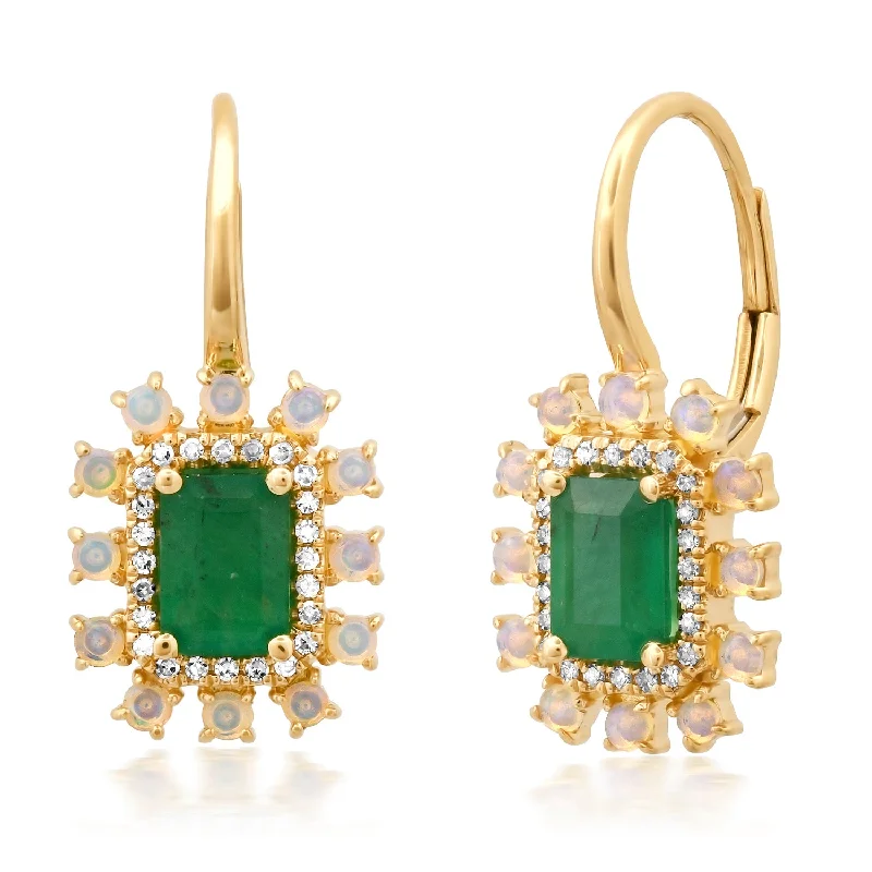 Women’s round diamond earrings-Emerald Drop Earrings