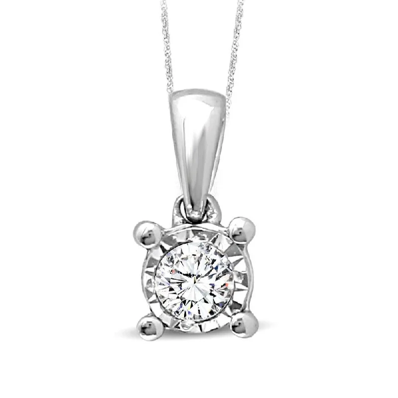 Women’s luxury necklace-10K White Gold 1/20 Ct.Tw.Diamond Solitaire Pendant