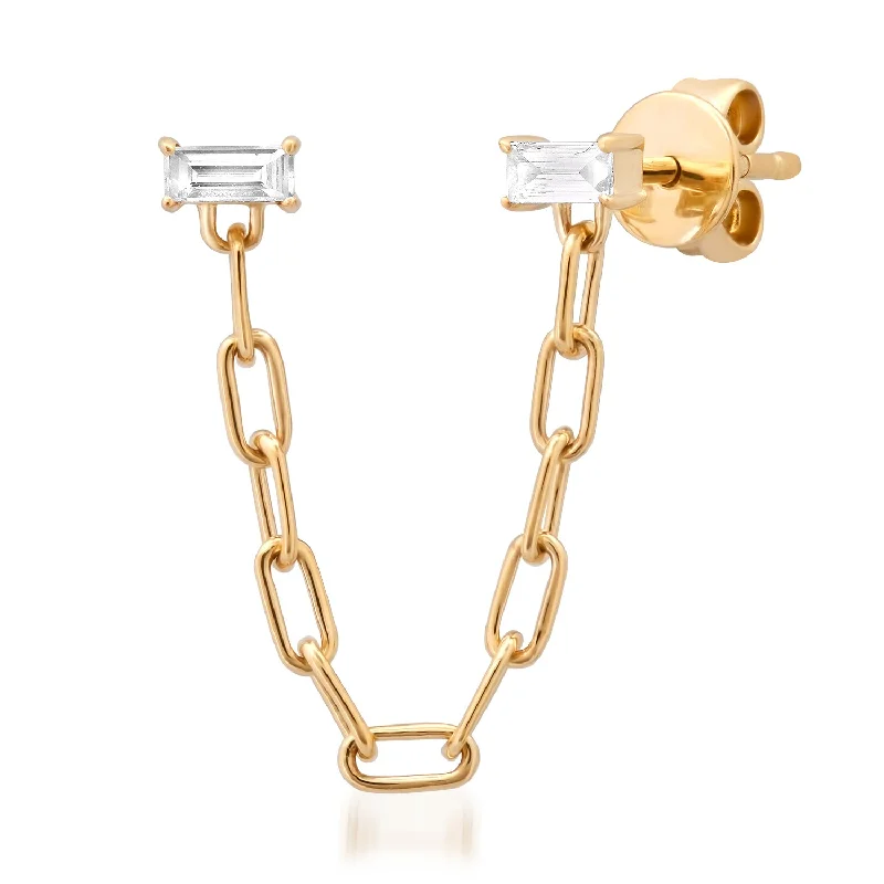 Women’s fashion earrings-Baguette Chain Studs