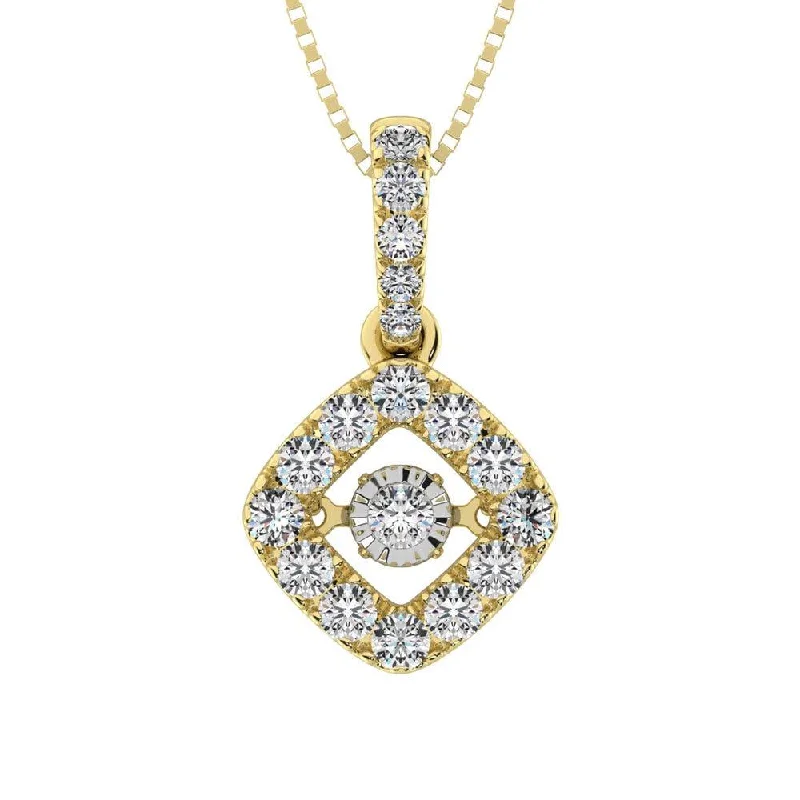 Women’s diamond heart necklace-Diamond 3/8 Ct.Tw. Shimmering Fashion Pendant in 14K Yellow Gold