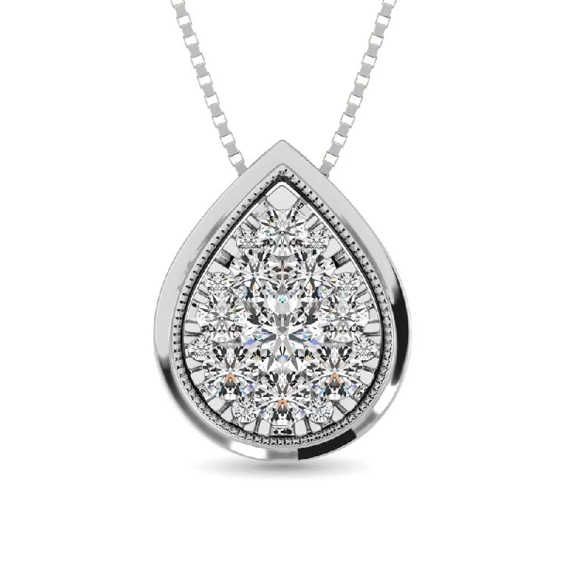 Women’s choker necklace-Diamond 1/2 Ct.Tw. Pear Shape Pendant in 14K White Gold