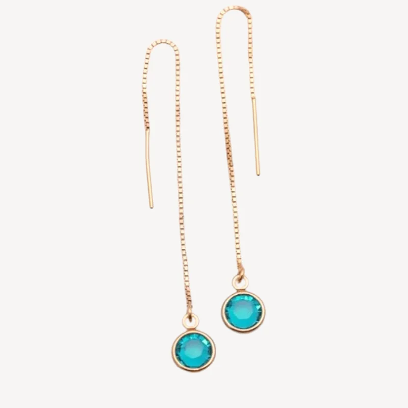 Women’s drop earrings-Birthstone Threader Earrings