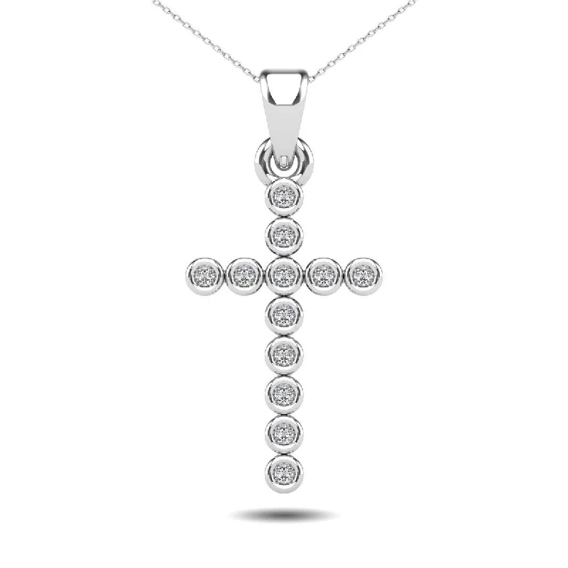 Women’s bold necklace-Bezel Set Diamond 1/20 Ct.Tw Cross Pendant