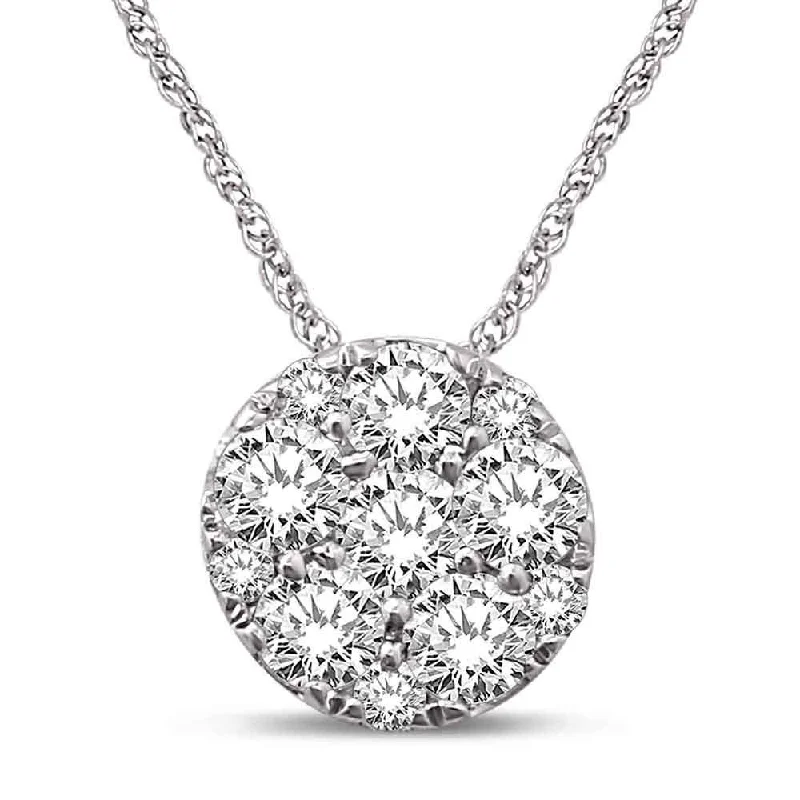 Women’s star necklace-14K White Gold 1/5 Ct.Tw. Diamond Flower Pendant