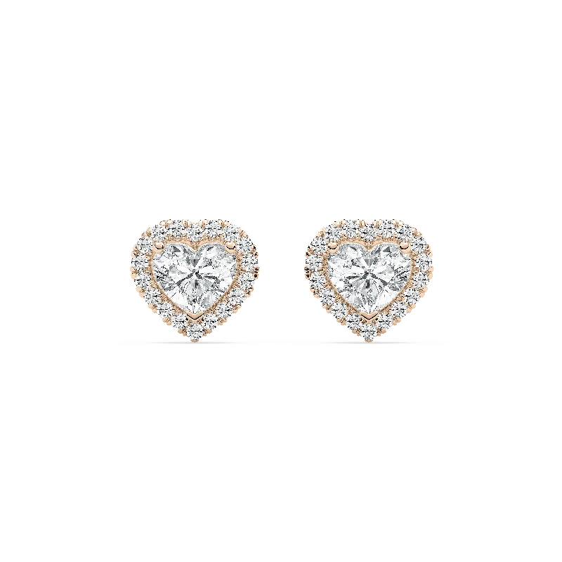 Women’s heart-shaped earrings-Heart Halo Studs