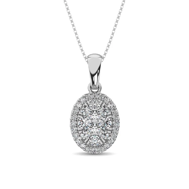 Women’s luxury necklace-Diamond Fashion Pendant 5/8 ct tw Round Cut in 14K White Gold