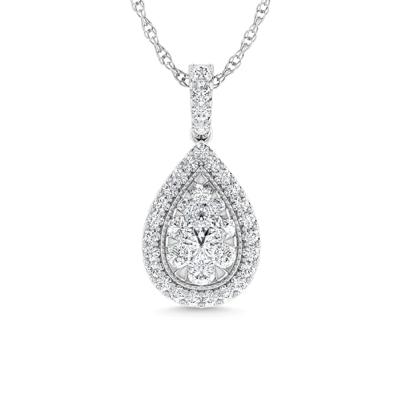 Women’s moon necklace-Diamond 1 Ct.Tw. Fashion Pendant in 14K White Gold