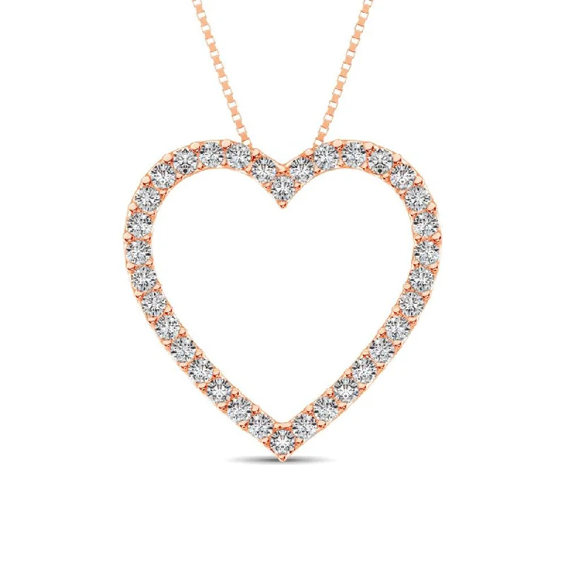 Women’s personalized necklace-10K Rose Gold Diamond 1/2 Ct.Tw. Heart Pendant