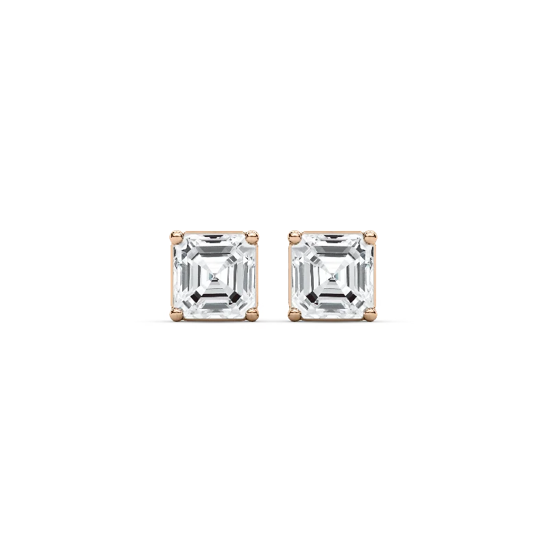 Women’s cute stud earrings-Square Emerald Cut Stud Earrings