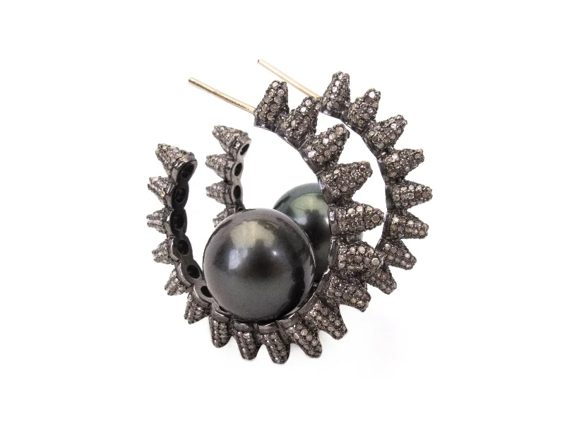 Women’s classic hoop earrings-Pearl Spike Hoops