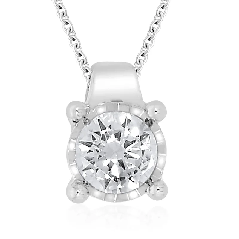 Women’s round pendant necklace-9ct White Gold 1/2 Carat Diamond Pendant on 45cm Chain