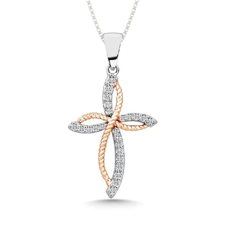 Women’s delicate gold necklace-Diamond 1/6 Ct.Tw. Cross Pendant in 10K Two Tone