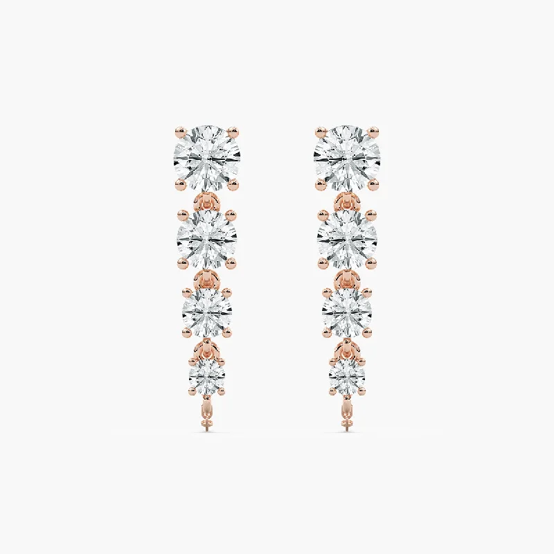 Women’s designer earrings-Graduated Round Lab Grown Diamond Dangler Earrings