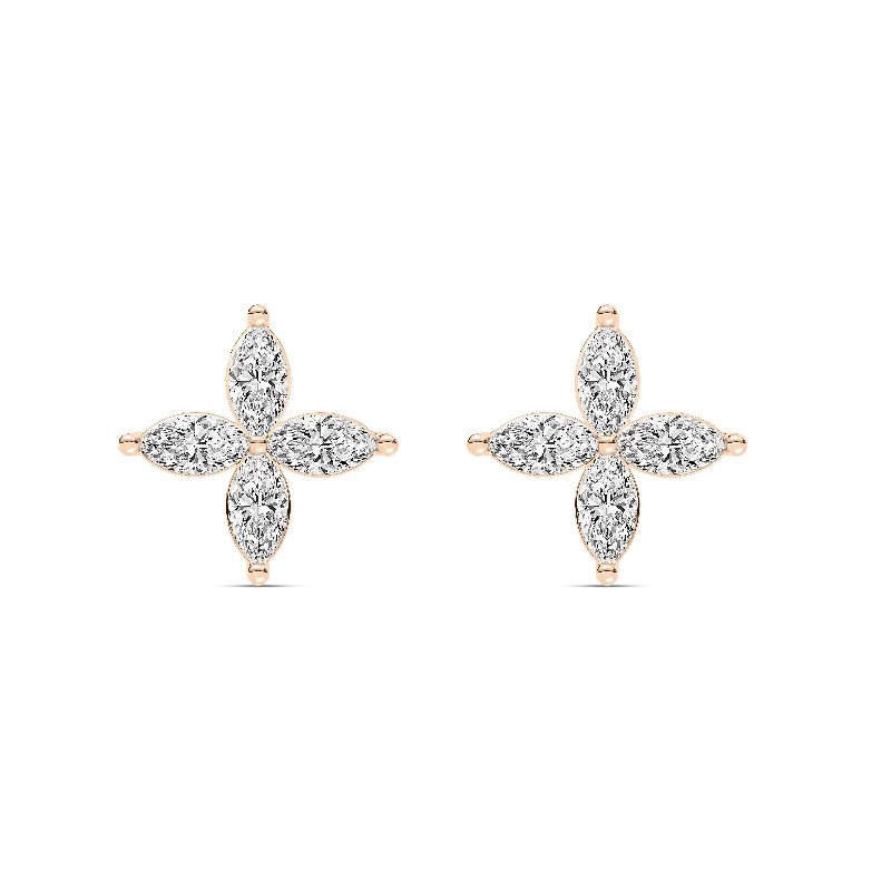 Women’s cubic zirconia earrings-Marquise Petal Earring