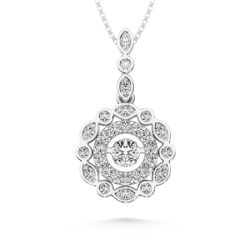 Women’s black diamond necklace-10K White Gold 2/5 Ctw Diamond Fashion Pendant