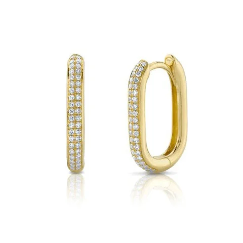 Women’s classic gold earrings-Diamond Link Huggies