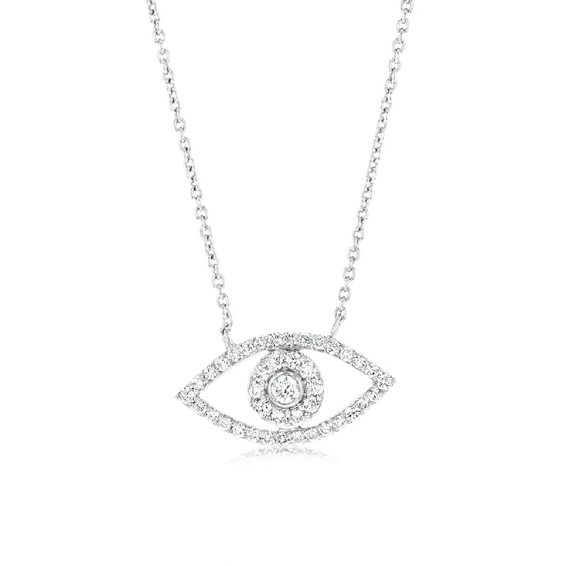 Women’s sparkling necklace-Luminesce Lab Grown 1/4 Carat Diamond Evil Eye Pendant in Sterling Silver