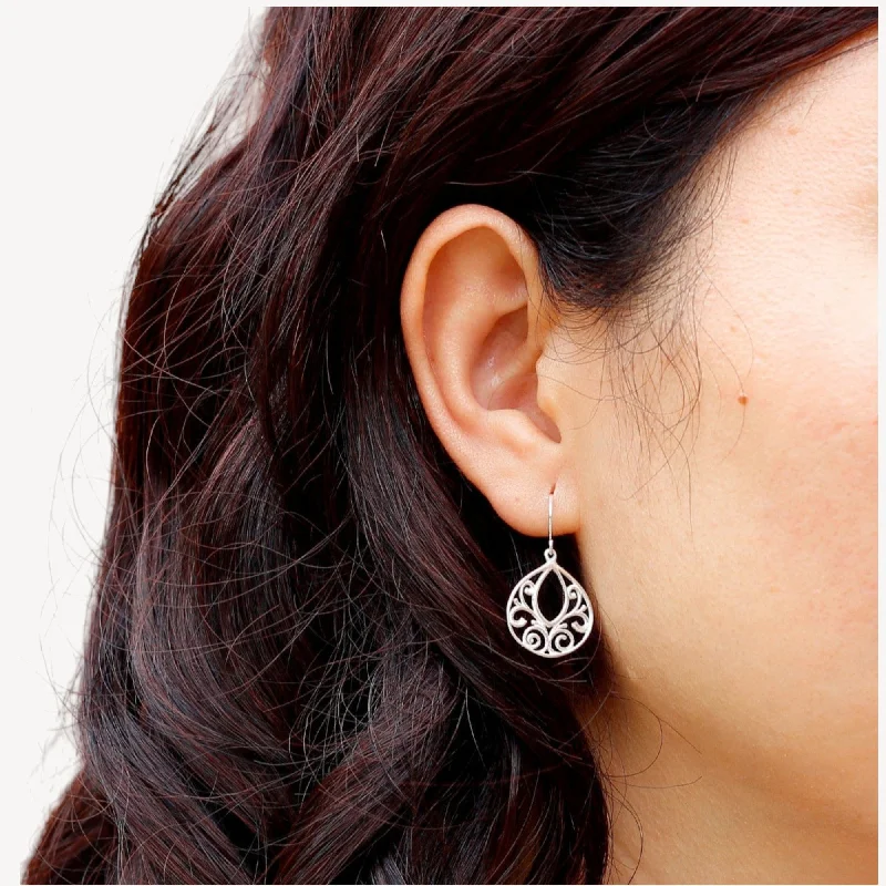 Women’s chandelier earrings-Dainty Filigree Sterling Silver Earrings