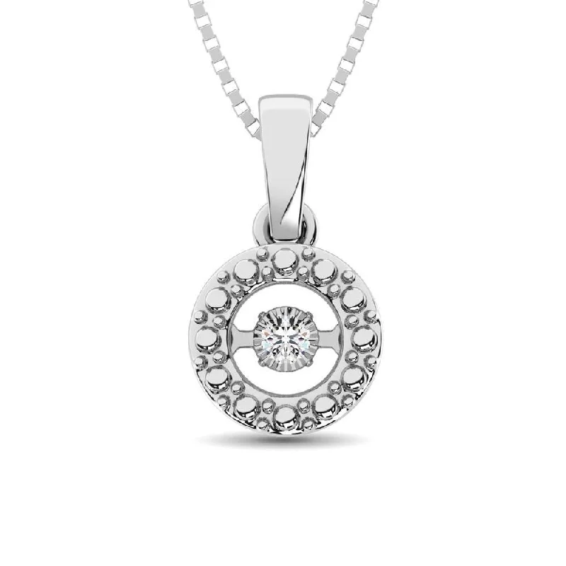 Women’s delicate gold necklace-Sterling Silver Moving Diamond Accent Fashion Pendant