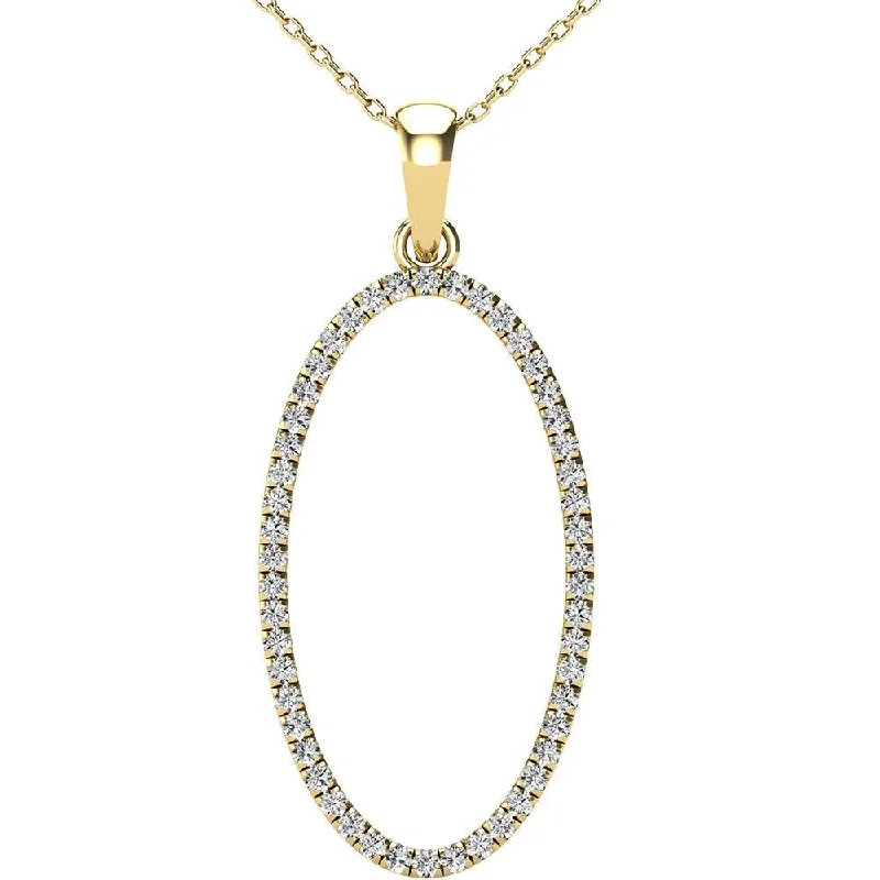 Women’s fashion necklace-Diamond 1/5 Ct.Tw Oval Shape Pendant in 10K Yellow Gold