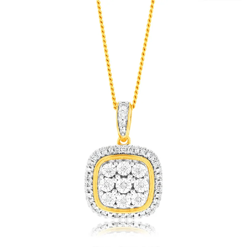 Women’s vintage-inspired necklace-9ct Yellow Gold 1/6 Carat Diamond Pendant