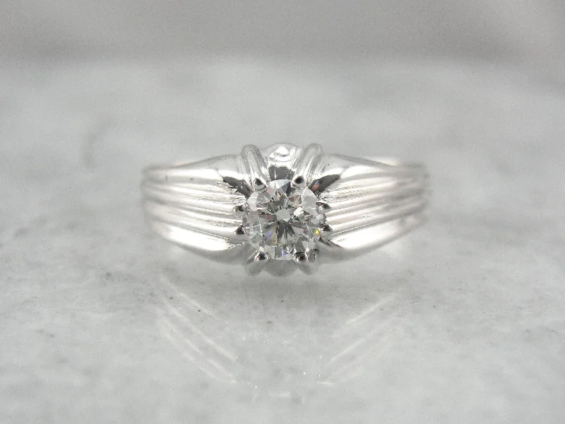 Women’s radiant-cut engagement ring-Brilliant Men's Diamond Solitaire Ring