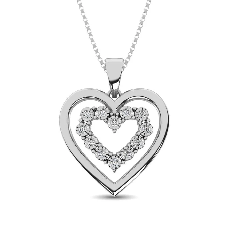 Women’s pendant necklace-Sterling Silver Diamond Accent Heart Pendant