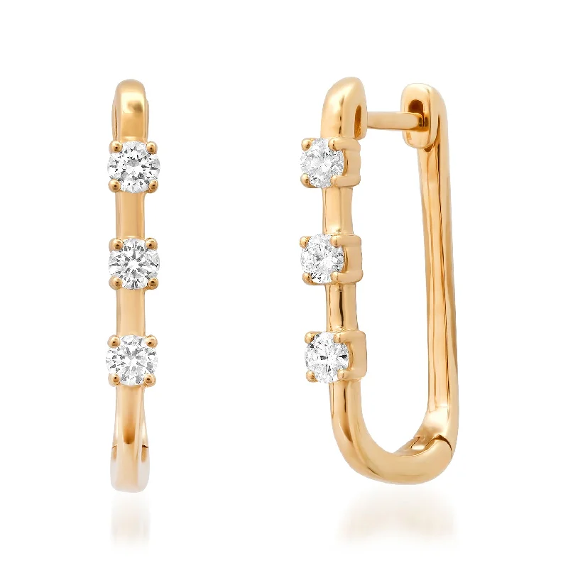 Women’s birthstone earrings-Diamond Oval Hoops