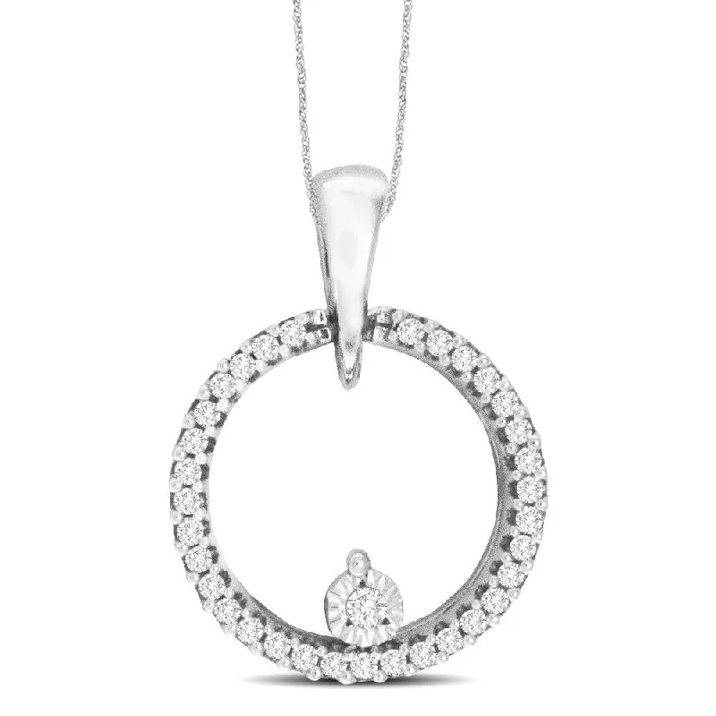 Women’s statement chain necklace-10K White Gold 1/10 Ct.Tw.Diamond Circle Pendant