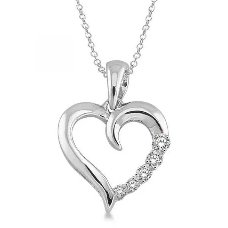 Women’s chunky necklace-Sterling Silver Diamond Heart Pendant