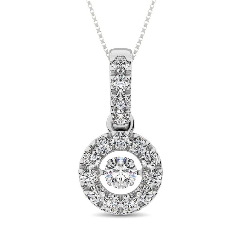 Women’s adjustable gold necklace-10K White Gold 9/10 Ct.Tw.Moving Diamond Fashion Pendant