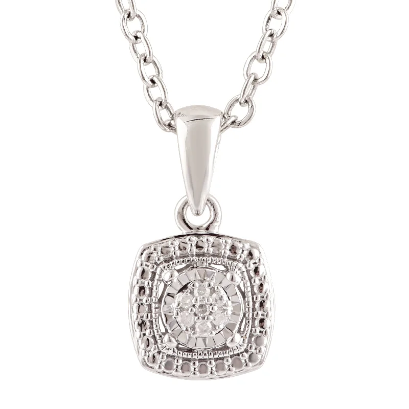 Women’s diamond necklace-2 Points Diamond Pendant with Brilliant Cut Diamonds in Sterling Silver