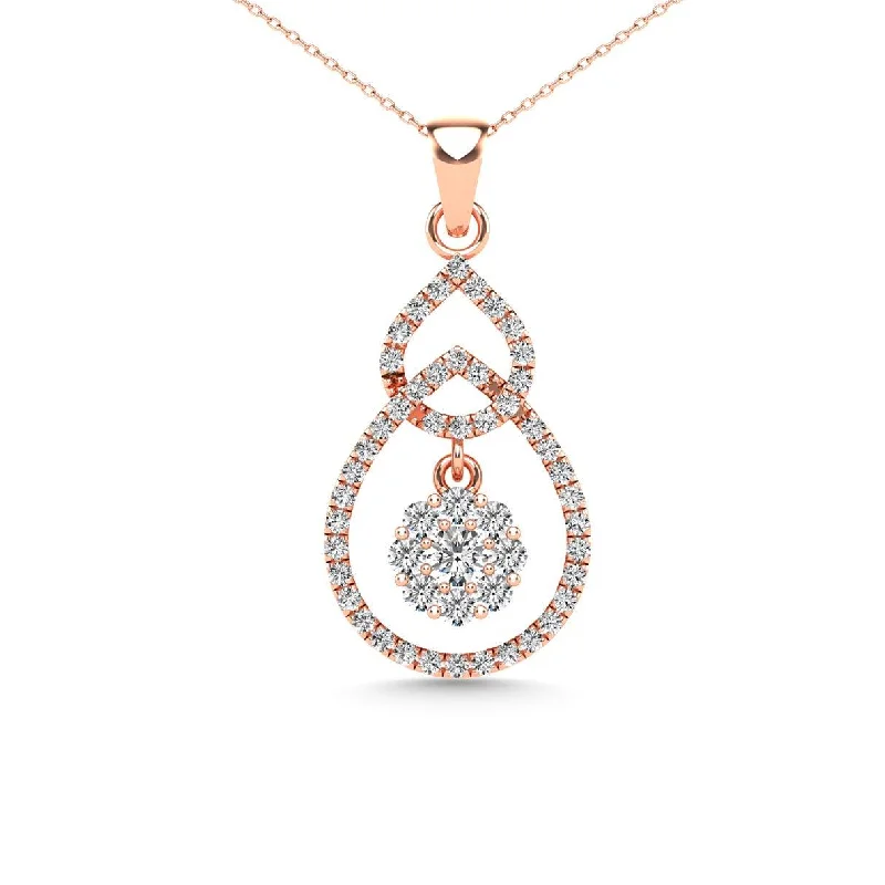 Women’s moonstone necklace-Diamond 1/3 Ct.Tw. Fashion Pendant in 14K Rose Gold