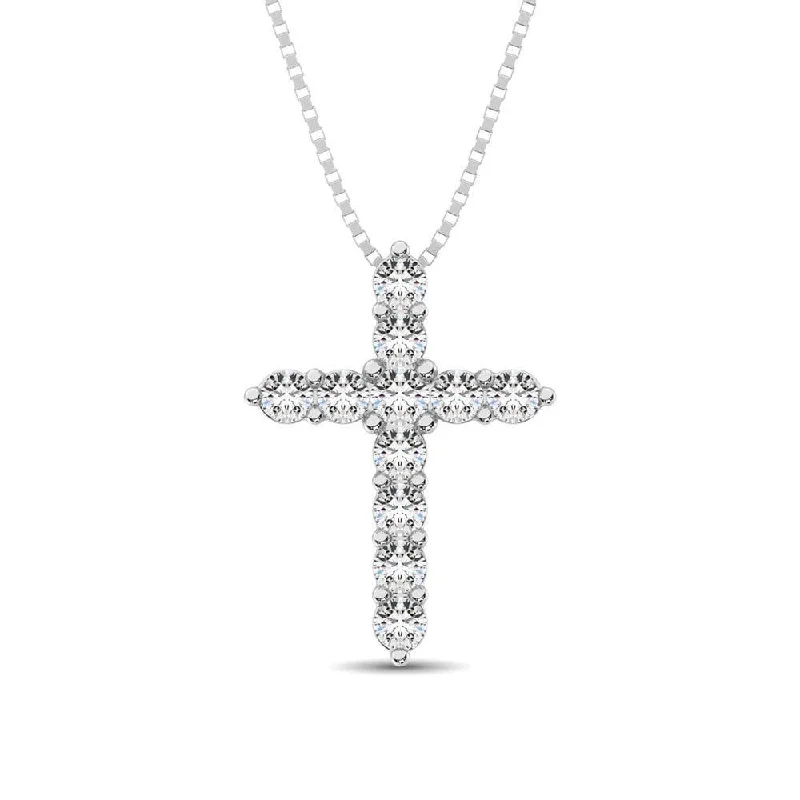 Women’s dainty necklace-Diamond 1/3 Ct.Tw. Cross Pendant in 14K White Gold