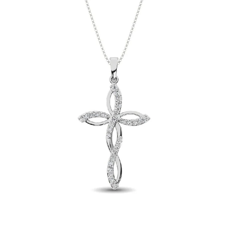 Women’s layered chain necklace-Diamond 1/5 Ct.Tw Twist cross Pendant