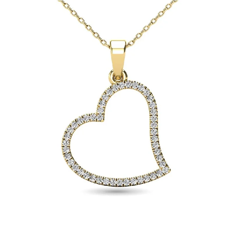 Women’s custom name necklace-10K Yellow Gold 1/6 Ctw Diamond Heart Pendant